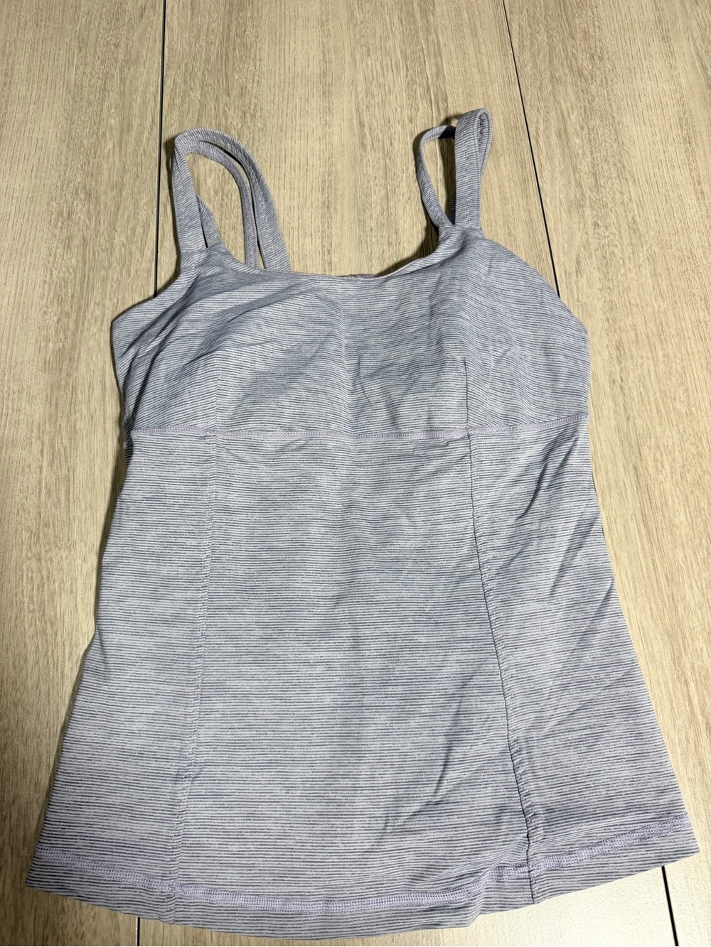 lululemon athletica Gray and White Striped Performance Tank